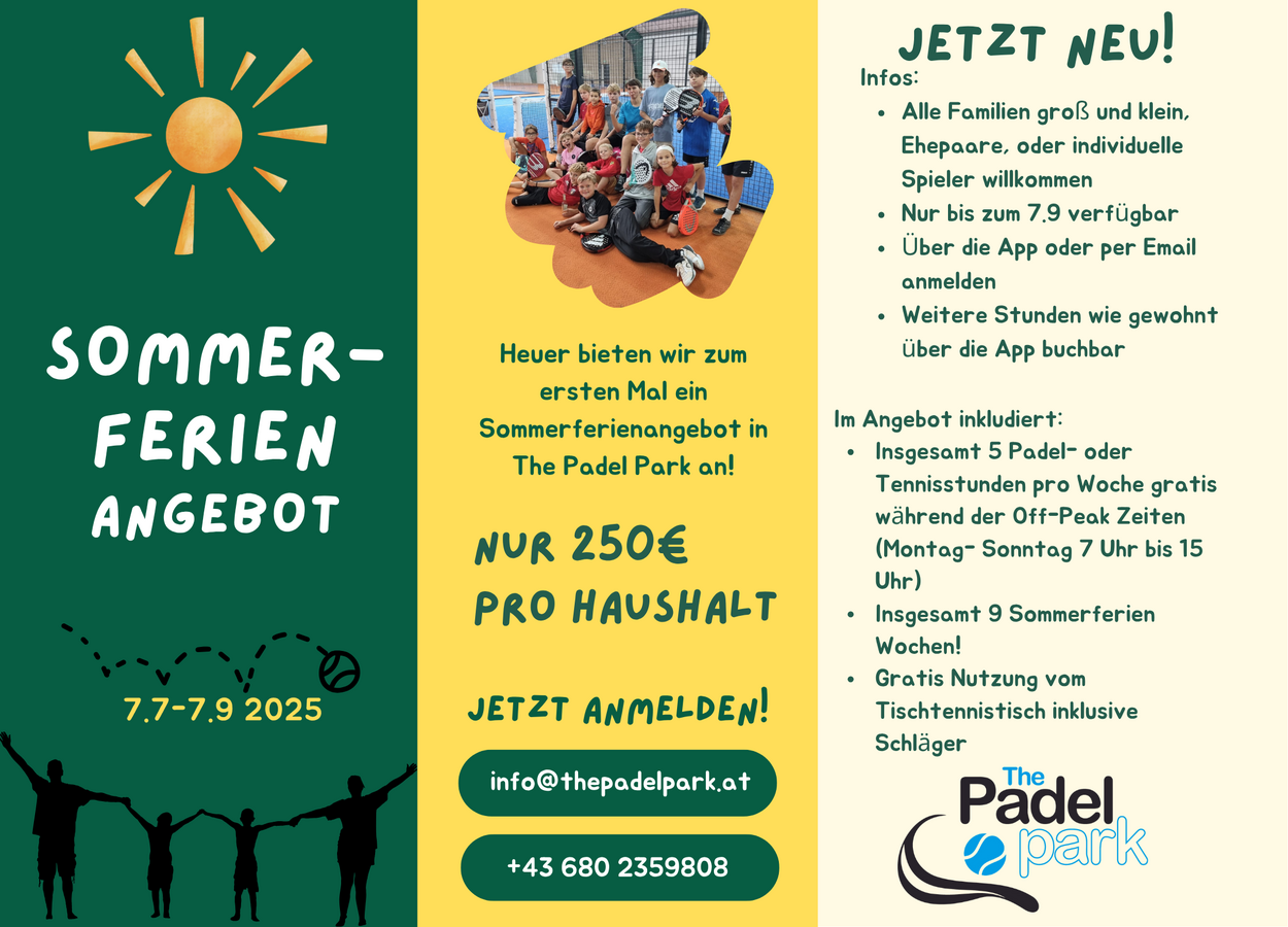 Sommerferienangebot jetzt erhältlich!