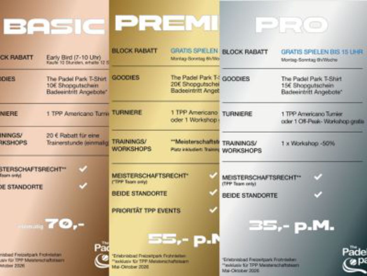 Mitgliedschaften sind ab jetzt für The Padel Park erhältlich!